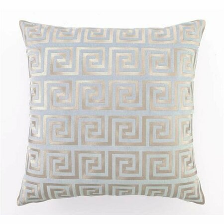 PUESTA EN ESCENA 20 x 20 in. Greek Key Blue Embroidered Velvet Square Pillow PU3125018